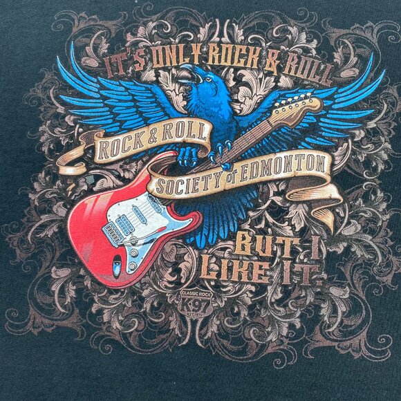 Rock & Roll Society of Edmonton T-Shirt Men Medium M Black Music Festival K-97 - Picture 2 of 10